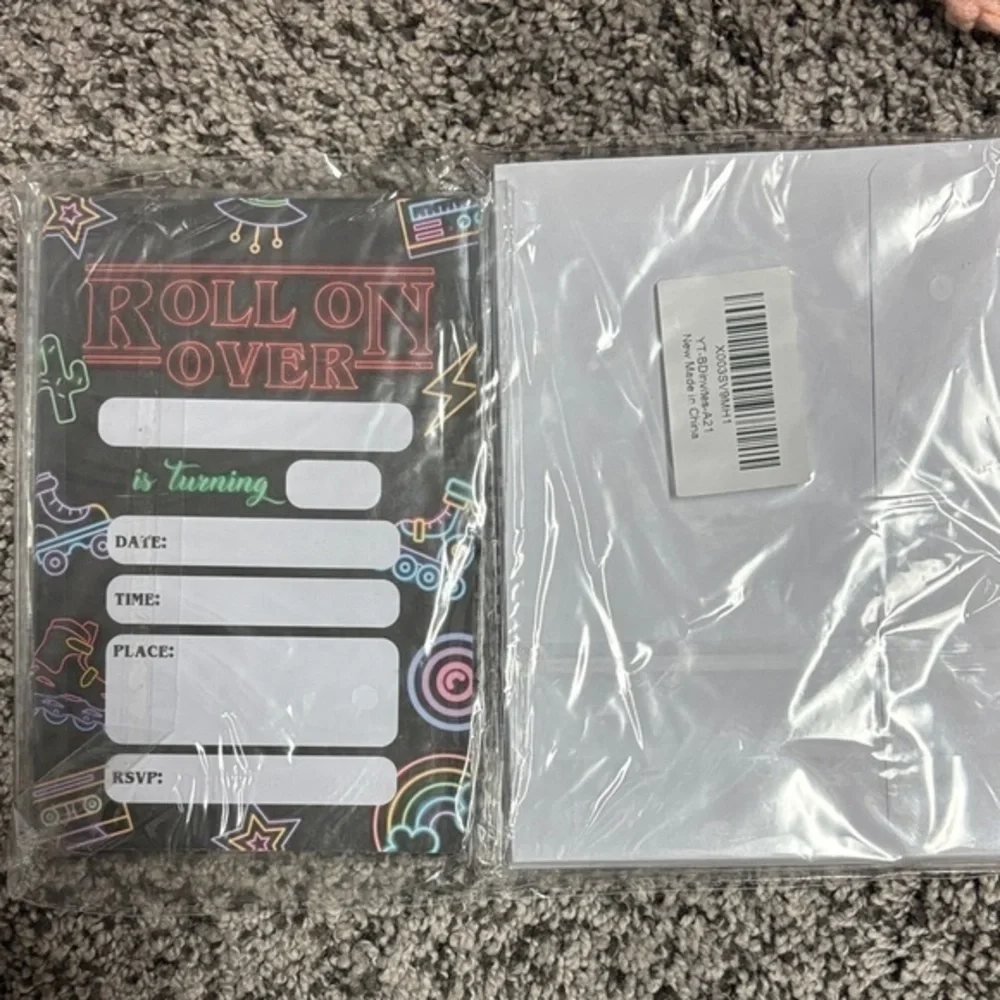 Neon Roller Skating Party Invitations